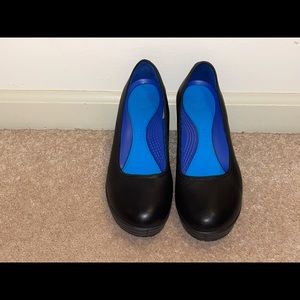 Crocs black wedge heels size 7.5